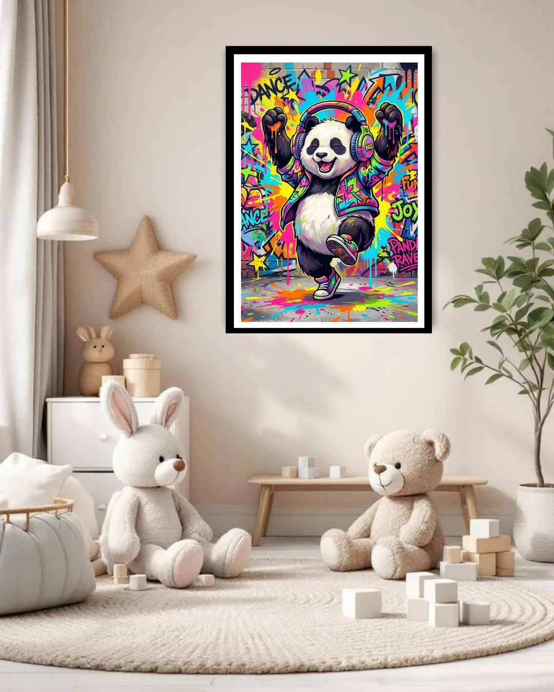 panda wall art canvas in kids nursery cute decor