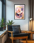 pastel floral wall art canvas displayed in cozy modern living room