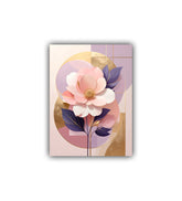 close-up of pastel floral wall art canvas with soft tones