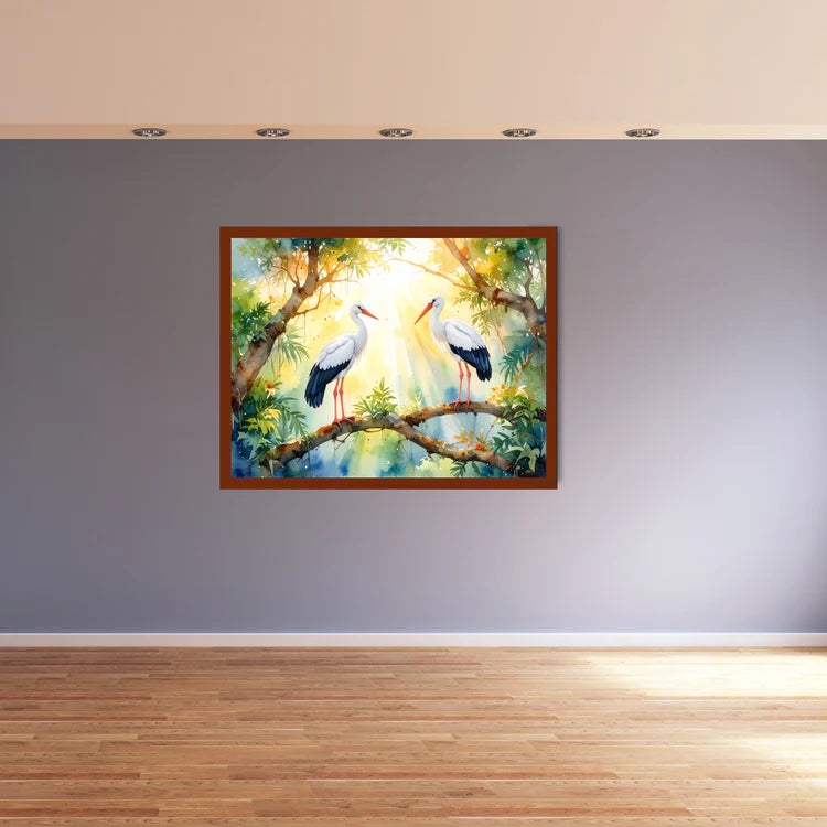 Peaceful birds canvas painting for home wall decor