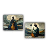 Peaceful music canvas wall art set of 2 meditative musician artwork