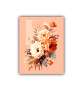 Close-up view of peach floral wall art canvas painting
