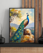 Peacock canvas painting with nature theme wall decor for modern home