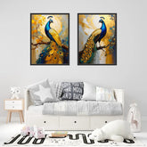 Peacock canvas painting set for modern living room wall decor