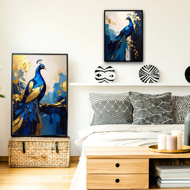 Peacock wall art canvas painting for bedroom and modern home decor