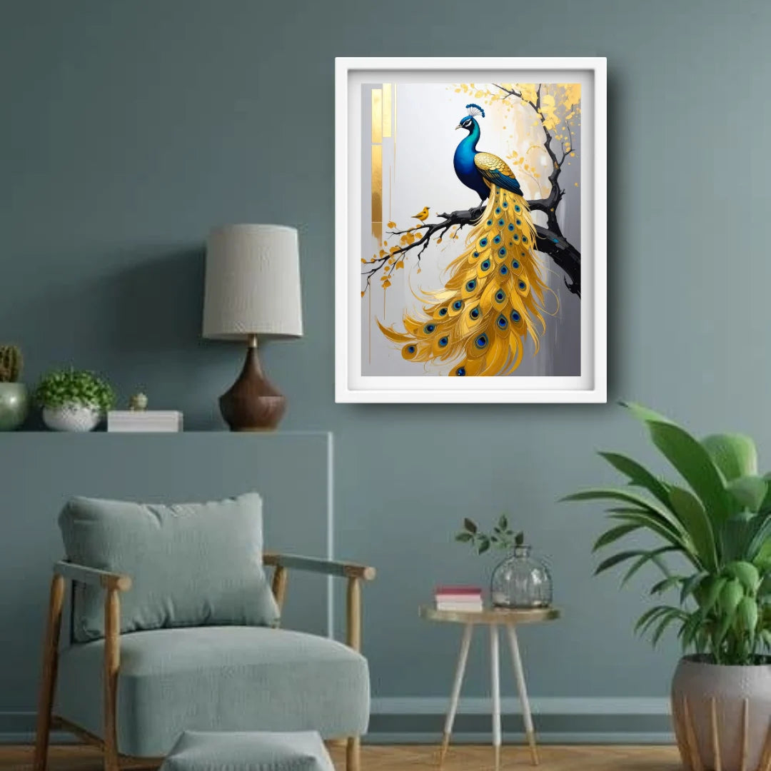 Peacock wall decor canvas painting for elegant modern interiors