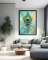 peacock feather wall art canvas in modern living room decor