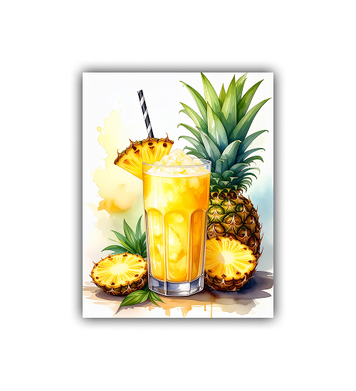 Pineapple fruit canvas wall art with bright fresh colors