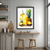 Pineapple juice wall decor canvas painting for kitchen and cafe space