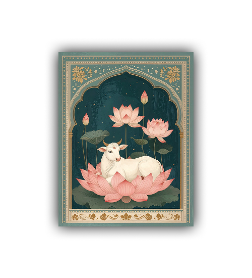 Close-up view of pink lotus floral wall art canvas painting
