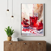 Pomegranate juice wall art canvas painting with fresh splash design