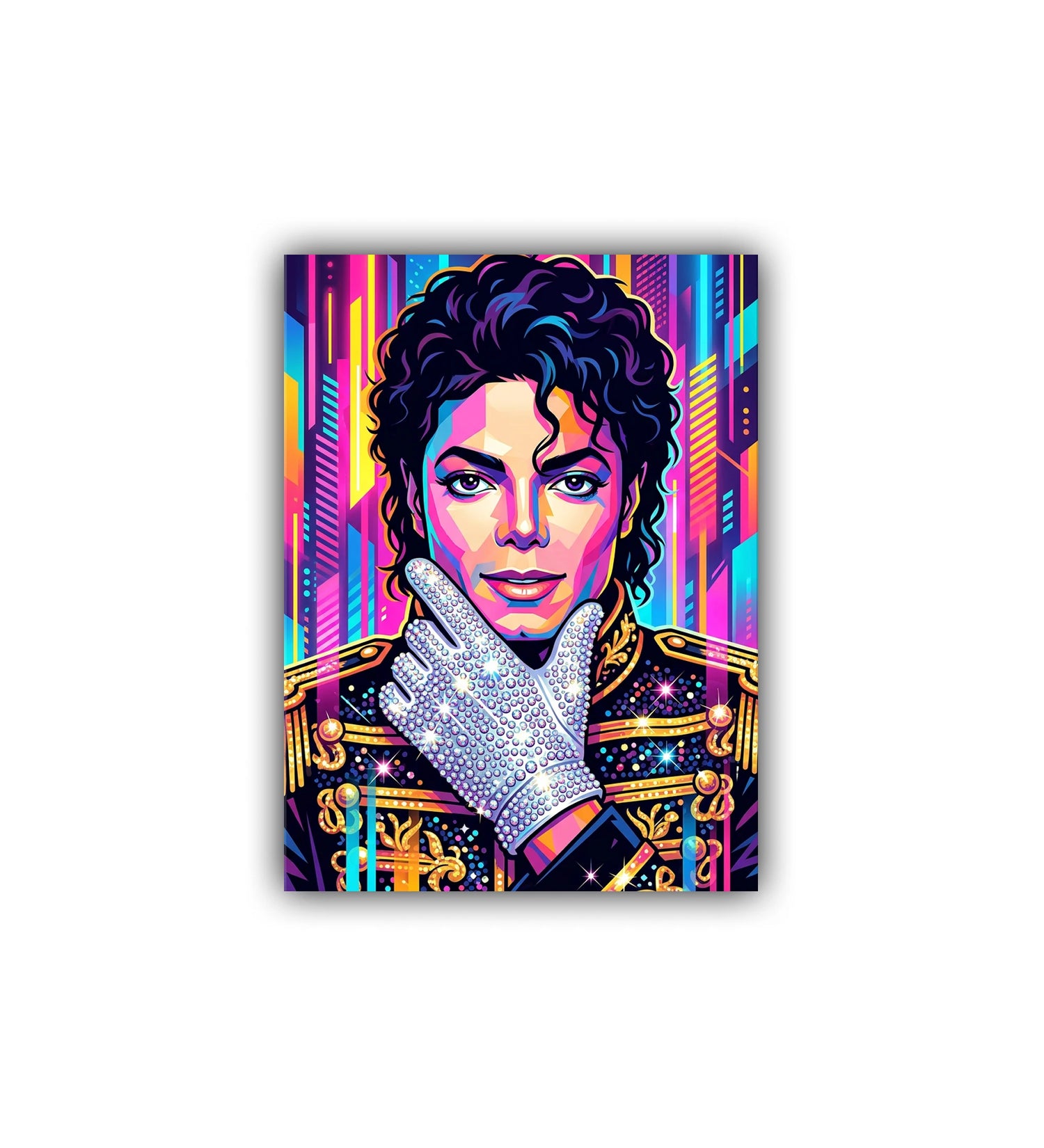 close-up of colorful pop graffiti portrait wall art canvas