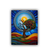 Premium mandala tree canvas print with vibrant colors
