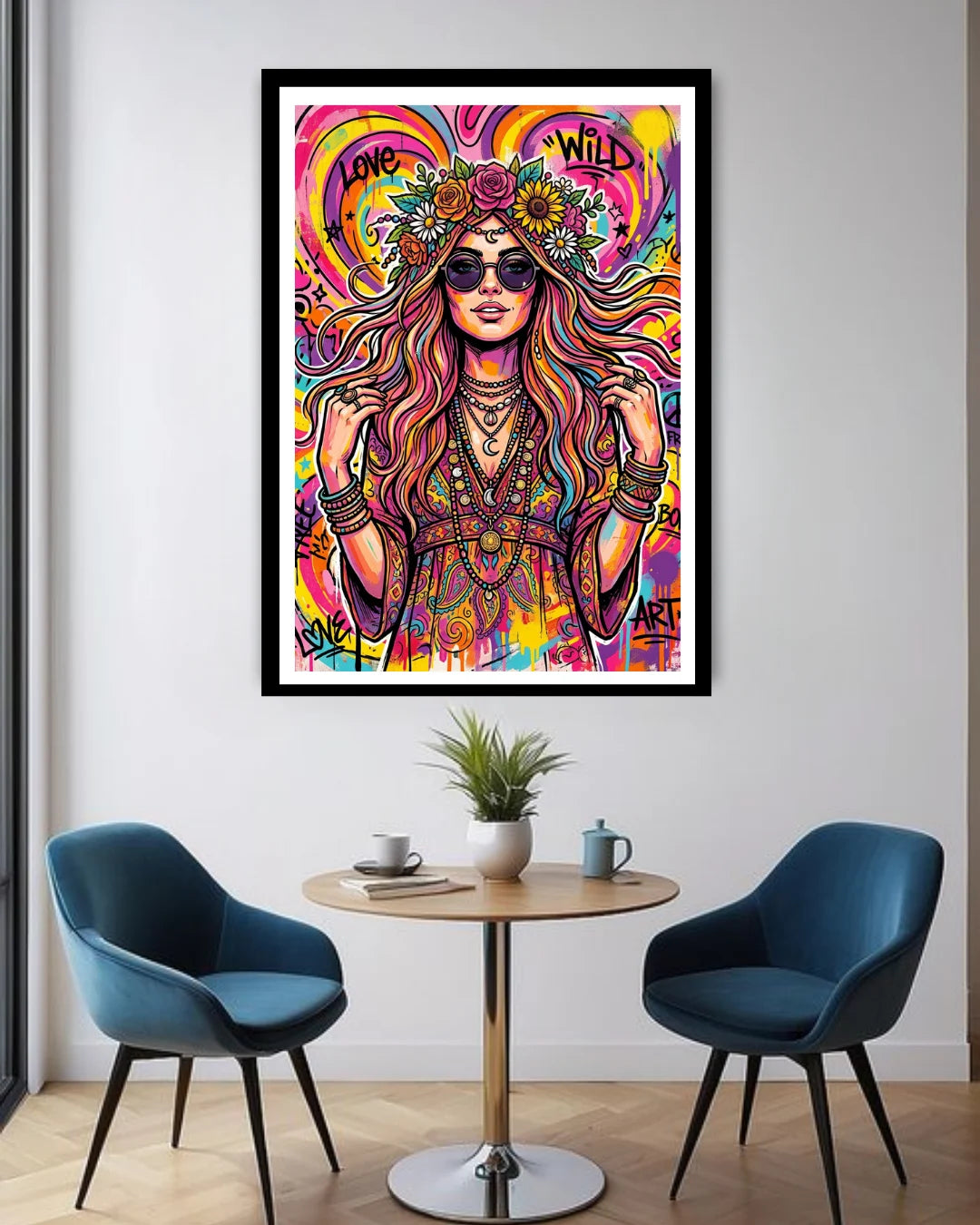 psychedelic portrait wall art canvas modern home interior decor