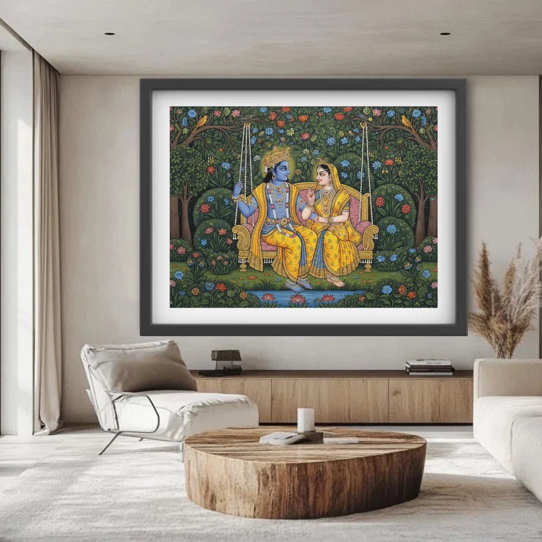 Radha Krishna canvas wall decor for living room interior