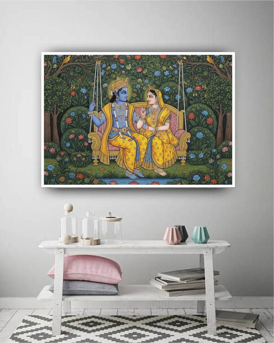 Radha Krishna wall painting on canvas for home decor