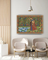 Rajasthani woman canvas painting for living room wall decor, traditional Indian wall art