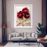 Red flower wall art for bedroom and living room decor
