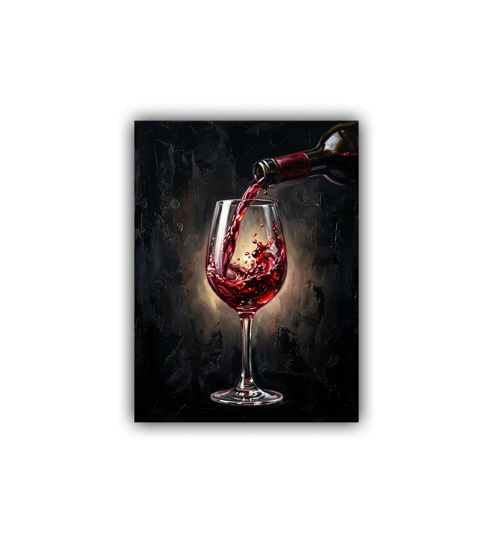 Red wine being poured into a glass with a dark background