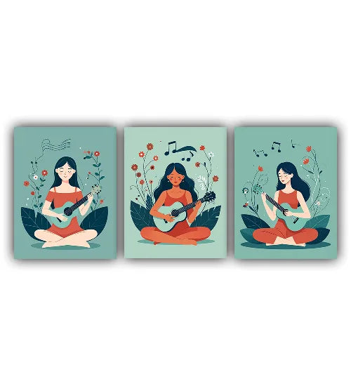 Relaxing canvas art set wall display with soothing illustration style