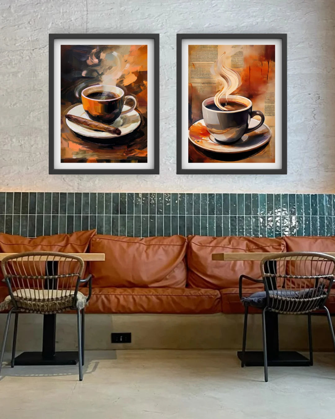 Restaurant cafe wall decor coffee canvas painting set