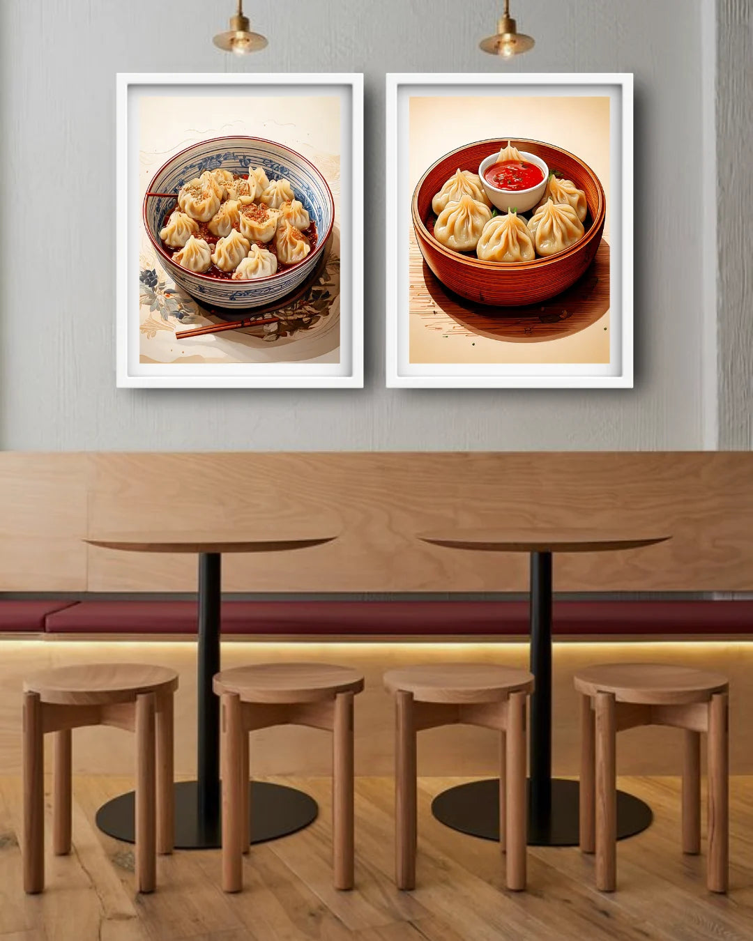 Restaurant food wall decor canvas painting set for dining interior