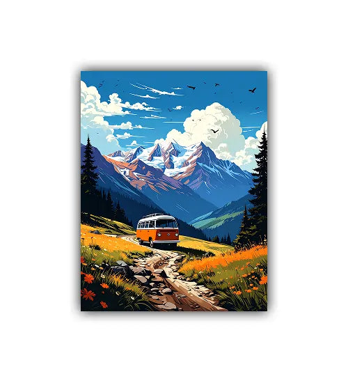 Snow peak mountain landscape canvas wall art painting
