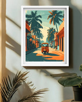 Abstract tropical landscape canvas wall art in modern room
