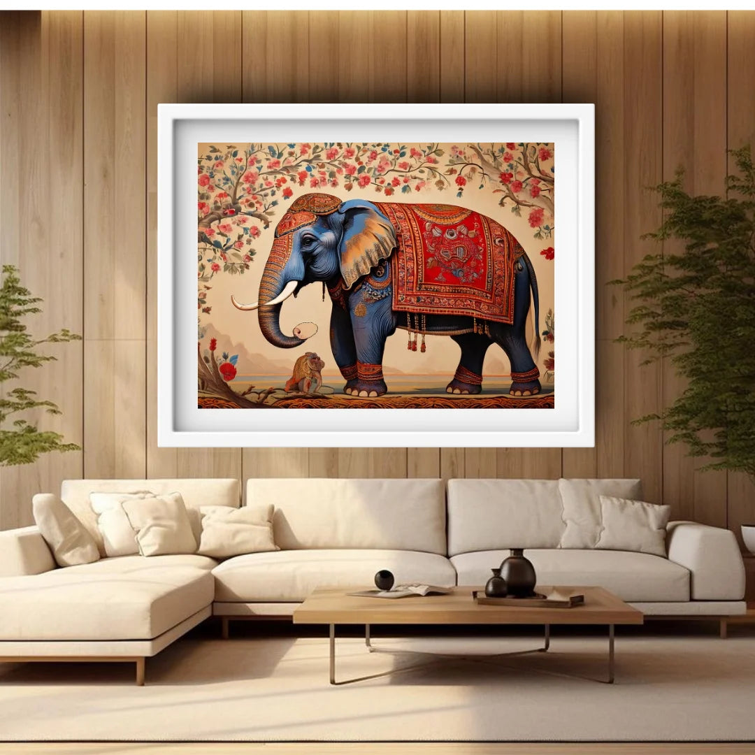 Royal elephant canvas wall decor for living room interior