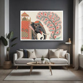 Royal Indian elephant canvas painting for living room wall decor, traditional folk wall art