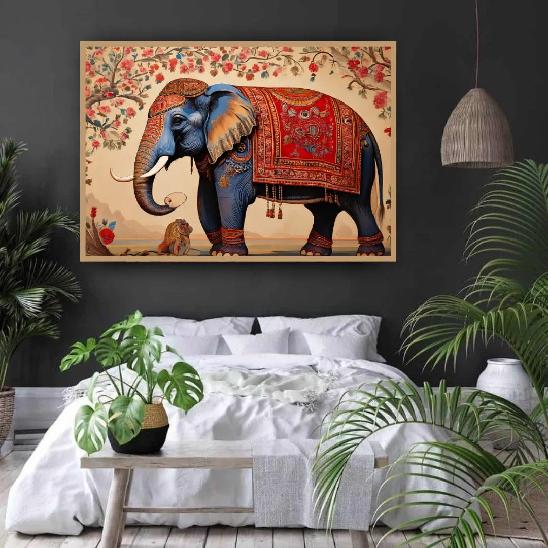 Royal Indian elephant canvas wall art for bedroom and home decor