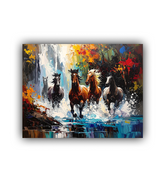 Running horses animal wall art canvas painting with dynamic motion