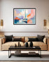 abstract sailboat wall art canvas displayed in modern living room interior