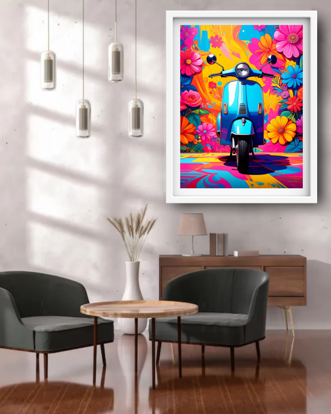 Colorful Scooter Pop Art - Wall Art Canvas