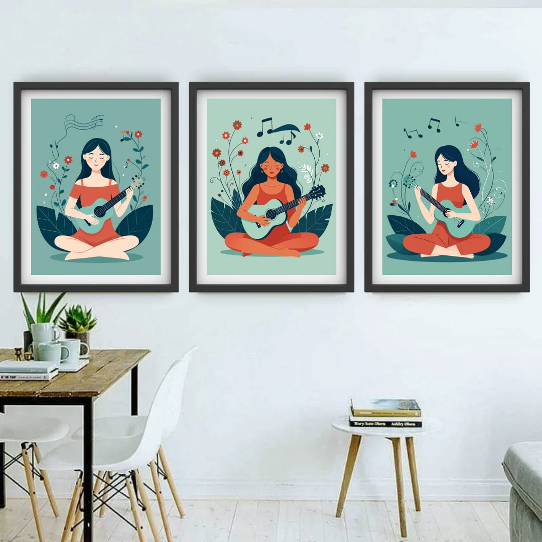 Serene wall art canvas set for cafe, study or reading corner decor
