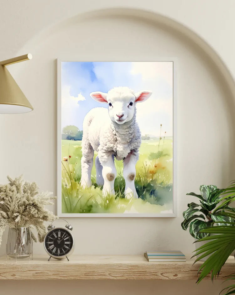 Sheep wall art canvas painting for living room and kids room decor