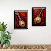 Sitar music wall art set for modern home interior