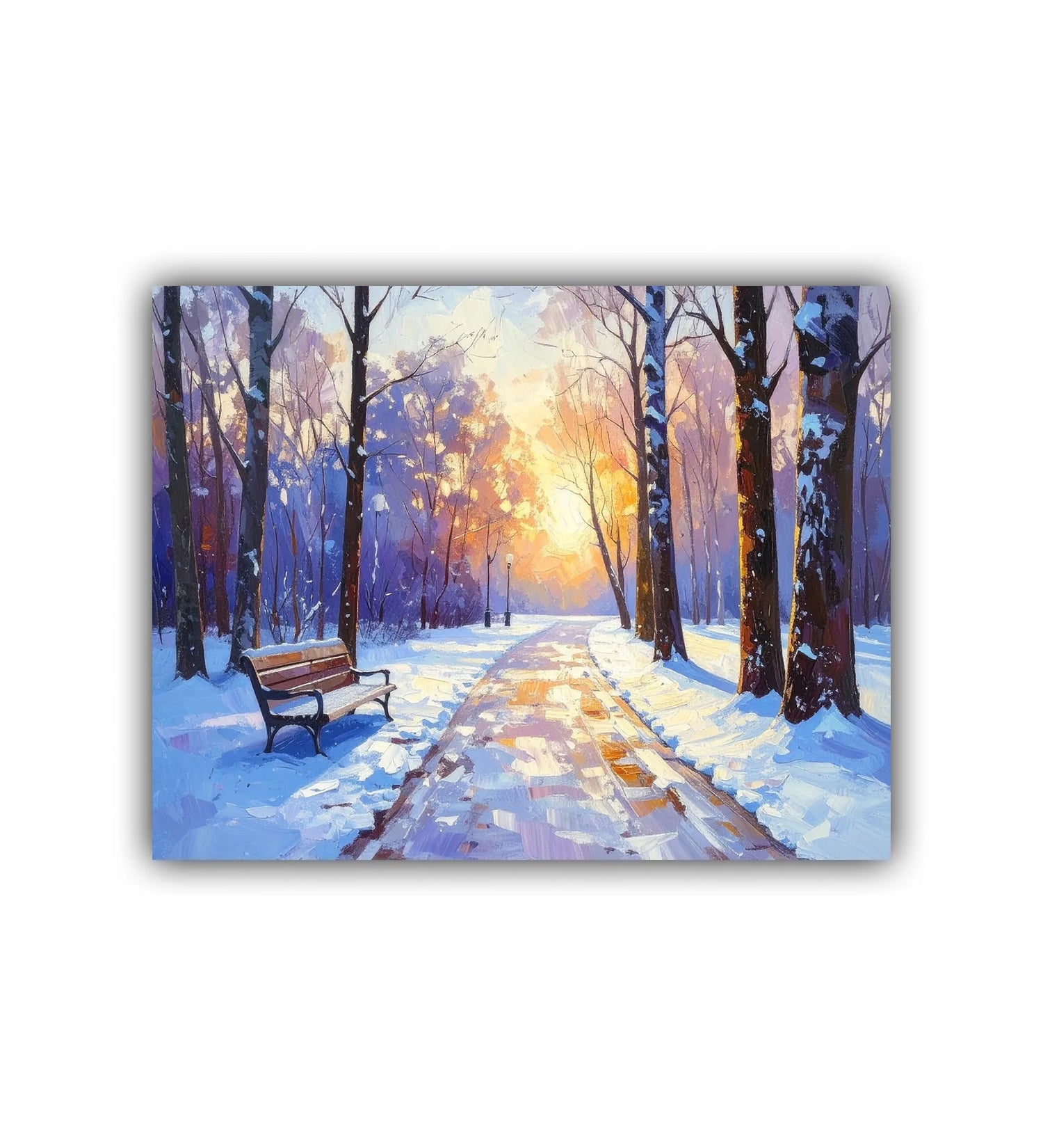snow landscape wall art canvas forest pathway painting