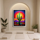 Spiritual cactus mandala canvas wall art for peaceful home interiors

