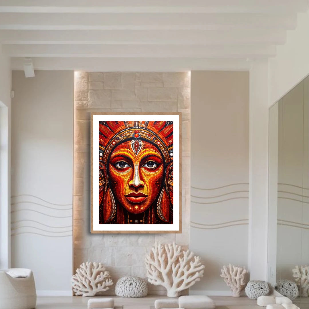 Spiritual mandala face wall art painting for meditation and home decor
