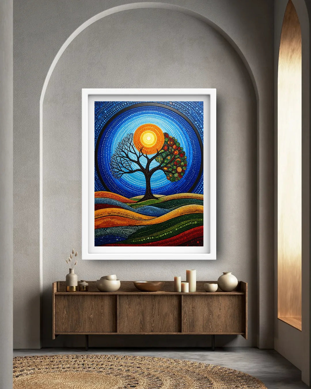 Spiritual mandala tree canvas wall art for premium interior decor
