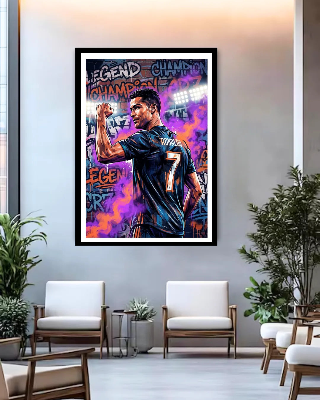 football canvas art in gaming room interior decor