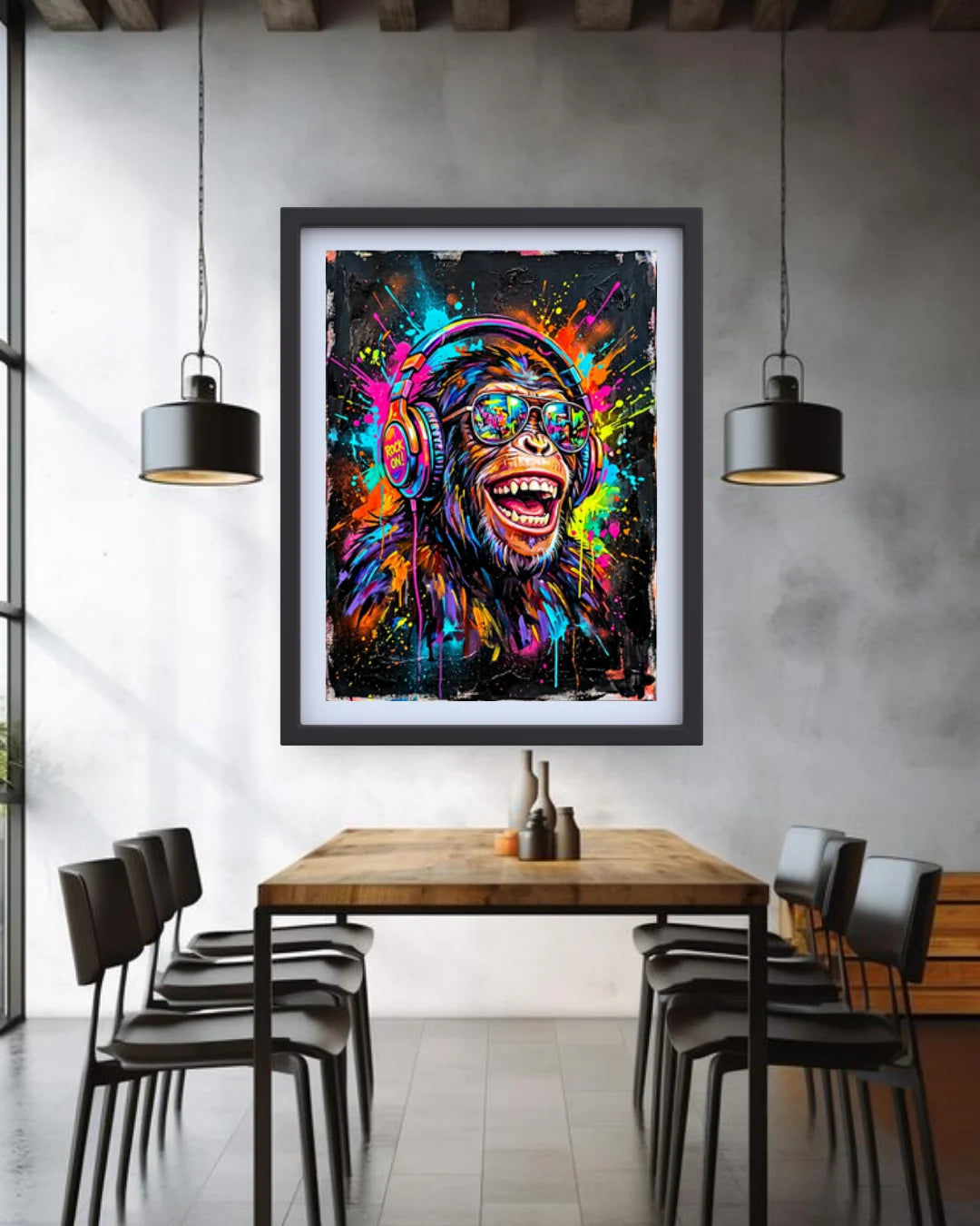 graffiti street art canvas displayed in contemporary living space