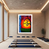 Sun tree wall art for yoga room and meditation hall decor
