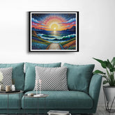 Abstract sunrise landscape wall art for contemporary home
