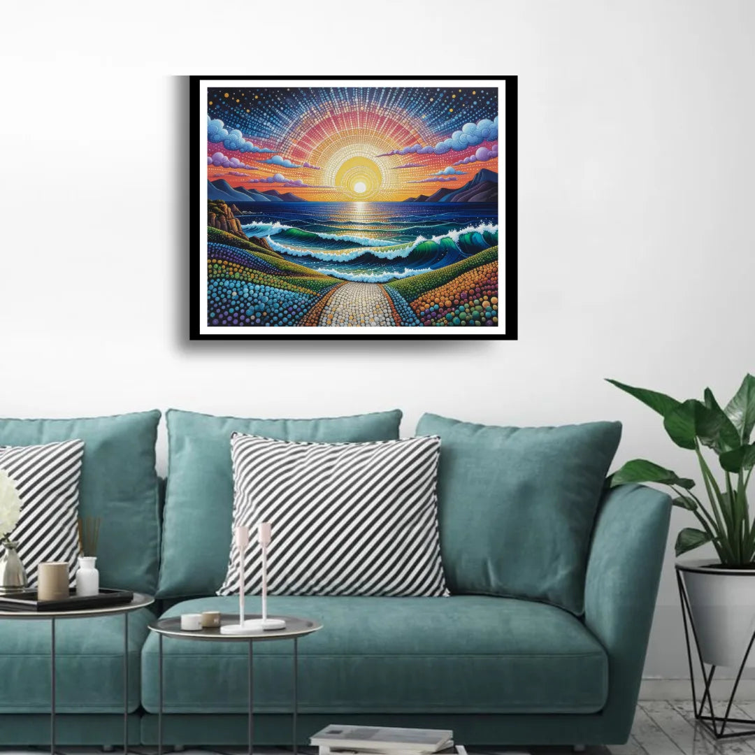 Abstract sunrise landscape wall art for contemporary home
