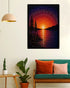 sunset lake wall art canvas in modern living room decor