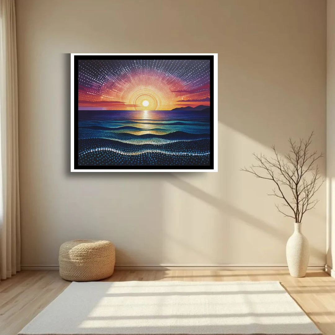 Sea sunset wall painting for calm and peaceful home interior
