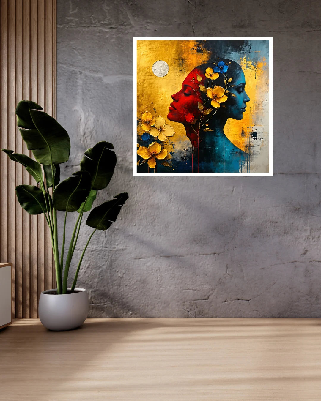 Golden Silhouette Bloom - Wall Art Canvas