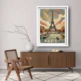 Retro Paris travel poster canvas wall art
